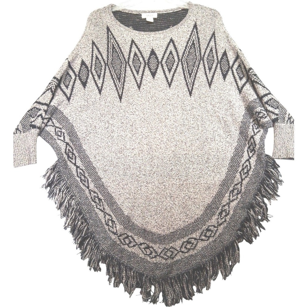 Style‎ & Co. Retro Romance Fringed Boho Poncho Sweater Womens Size Small Medium